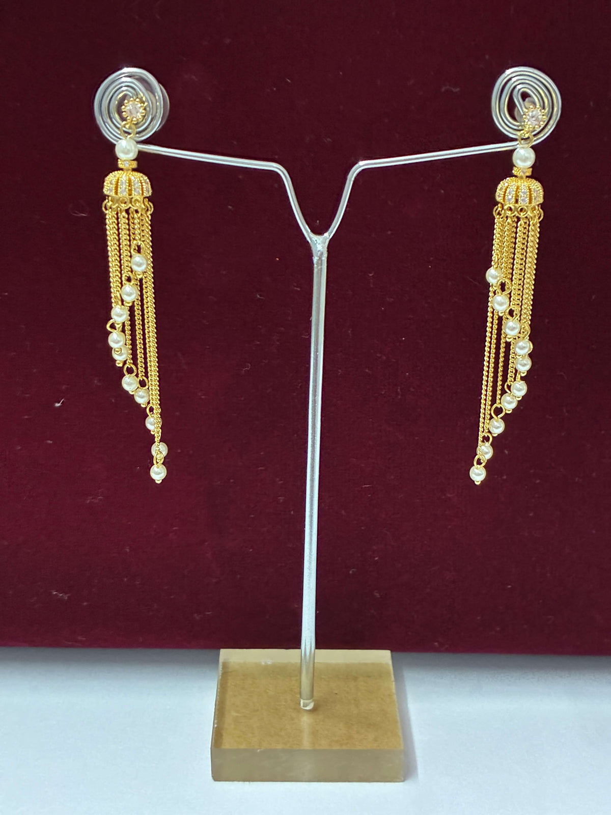Western Spirally Arranged Moti Tassel Earring