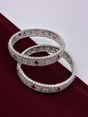 CZ Ruby Silver Tone Splendid Bangle