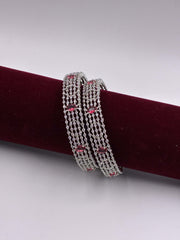 CZ Ruby Silver Tone Splendid Bangle