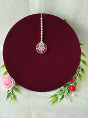 CZ Ruby Floral Mang Tika