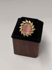 CZ Pink Petal Finger Ring