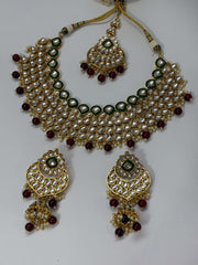 Indo Western Ruby Drop Choker Necklace Set