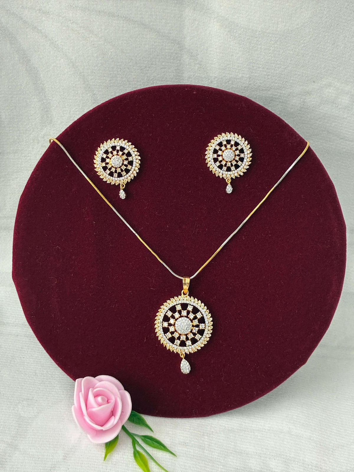 CZ Circular Designer Pendant set