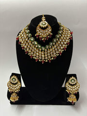 Indo Western Ruby Drop Choker Necklace Set