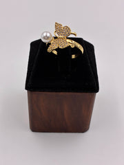 Western Butterfly and Pearl Finger Ring
