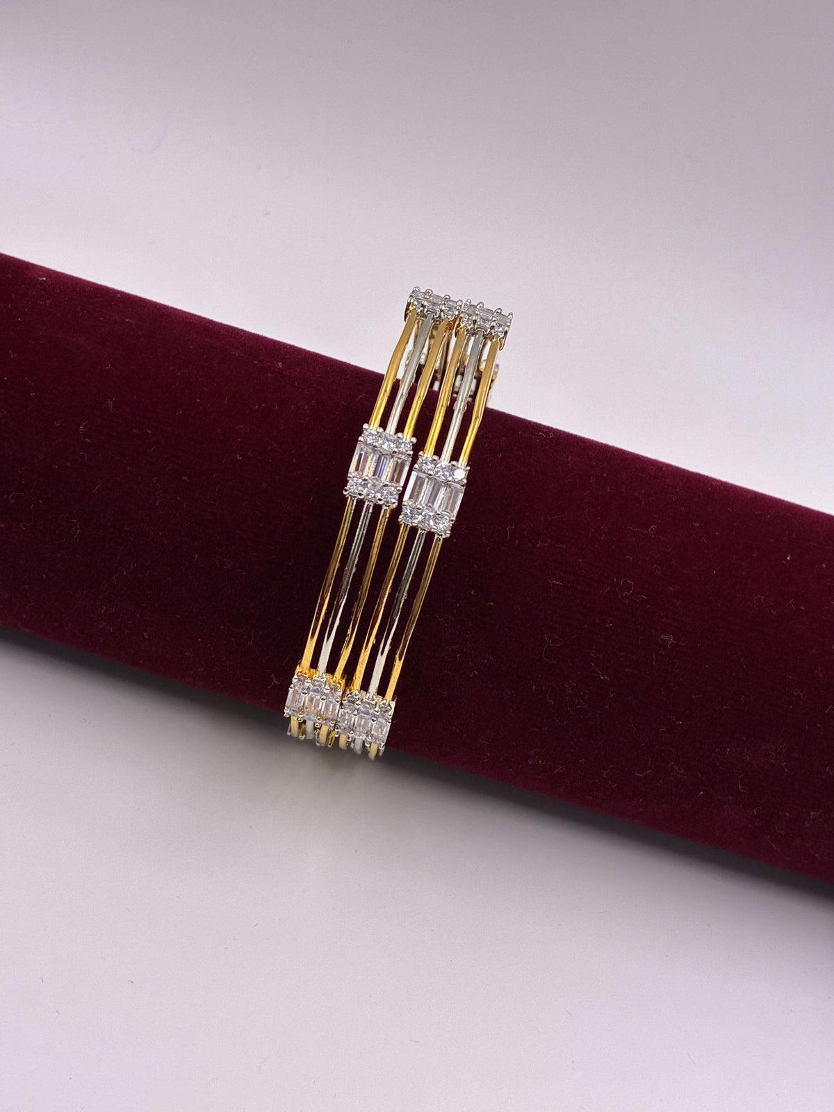 CZ Two tone Delicate Designer Bangle