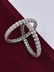 CZ Embellished Silver tone Designer Bangle