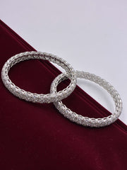 CZ Embellished Silver tone Designer Bangle