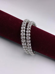 CZ Embellished Silver tone Designer Bangle