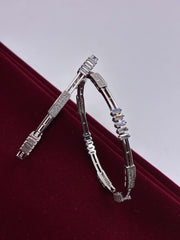 CZ Silver tone Delicate Designer Bangle