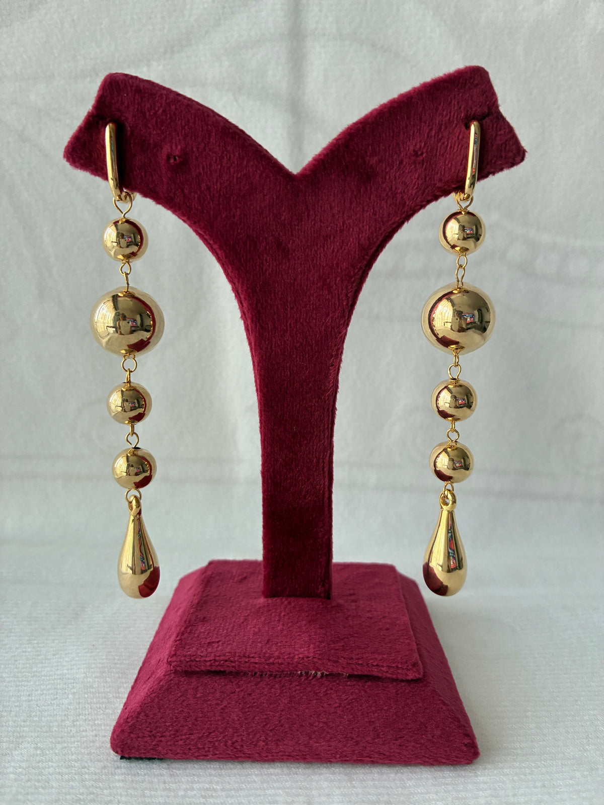 Western Balls Tear Drop Long Earring