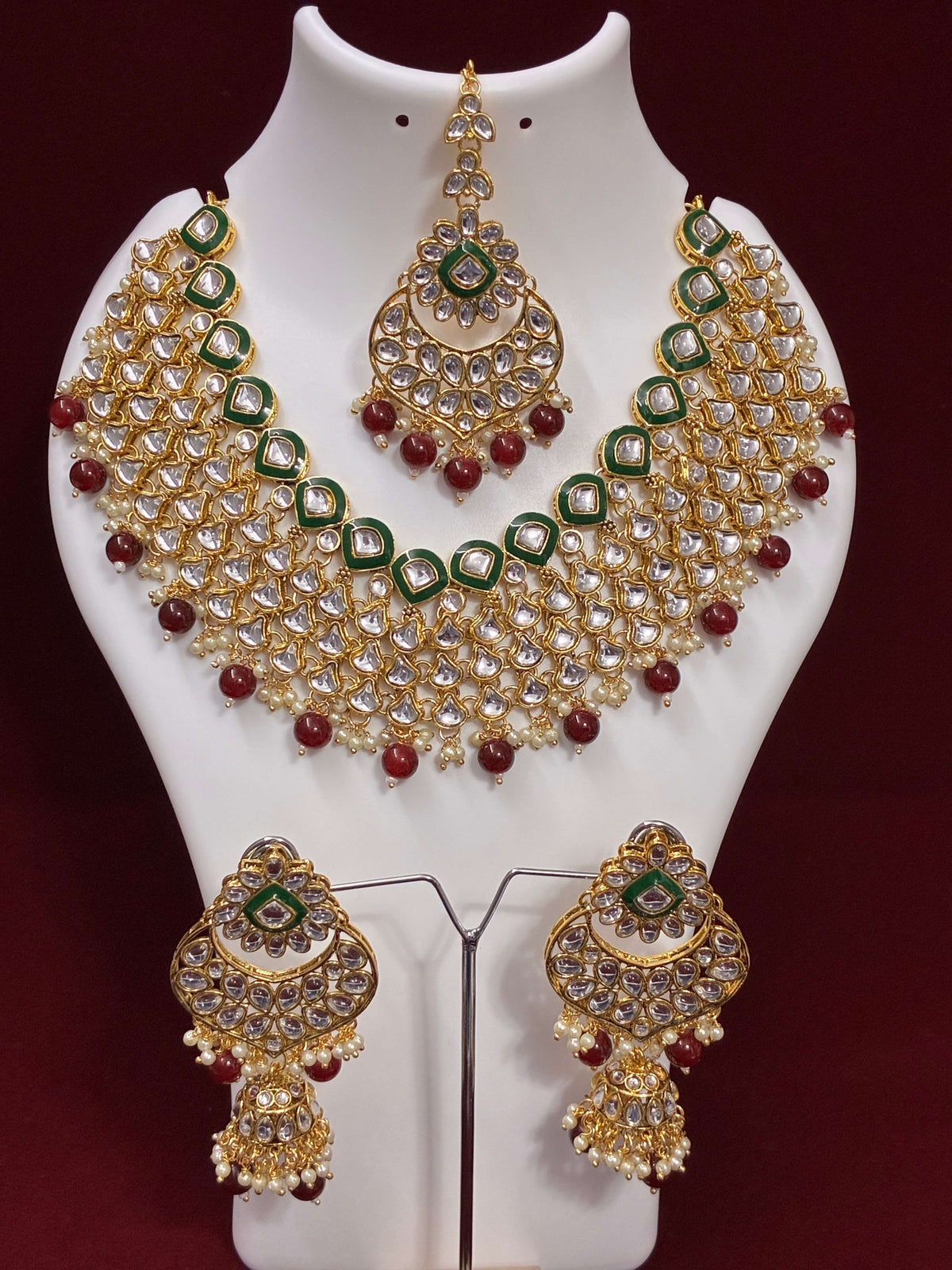 Indo Western Ruby Drop Choker Necklace Set