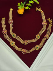 Antique Ruby Green Stone Designer Payal