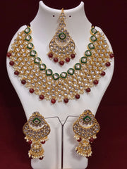 Indo Western Ruby Drop Choker Necklace Set