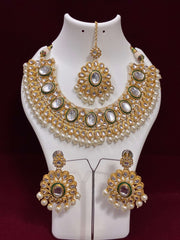 Indo Western Stone Pearl Drop Necklace Set