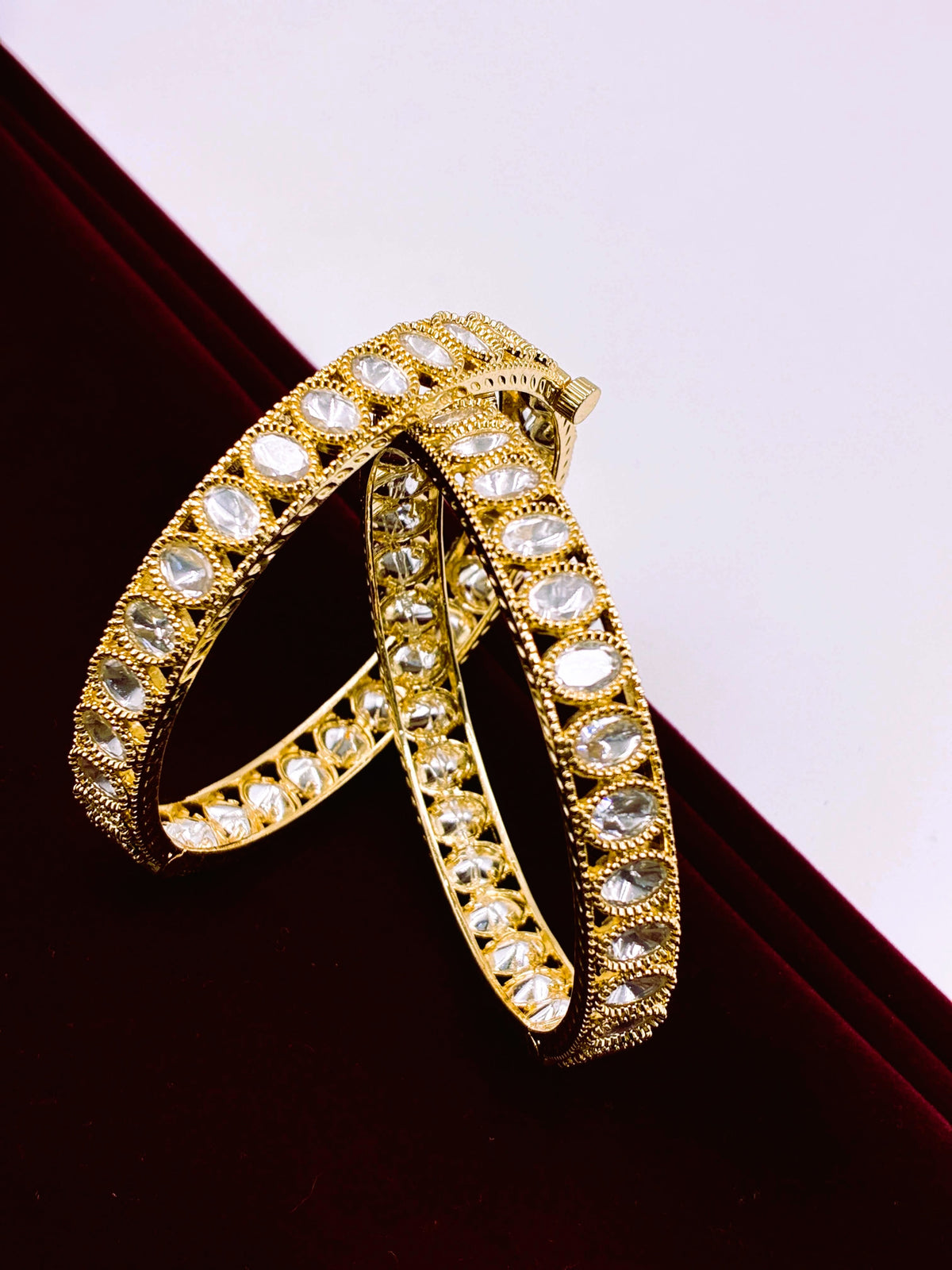 Kundan oval stones openable Bangle