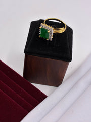 CZ Green Square Shape Finger Ring
