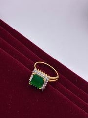 CZ Green Square Shape Finger Ring