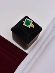 CZ Green Square Shape Finger Ring