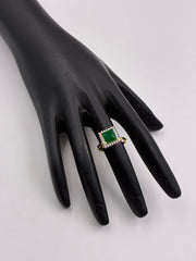 CZ Green Square Shape Finger Ring