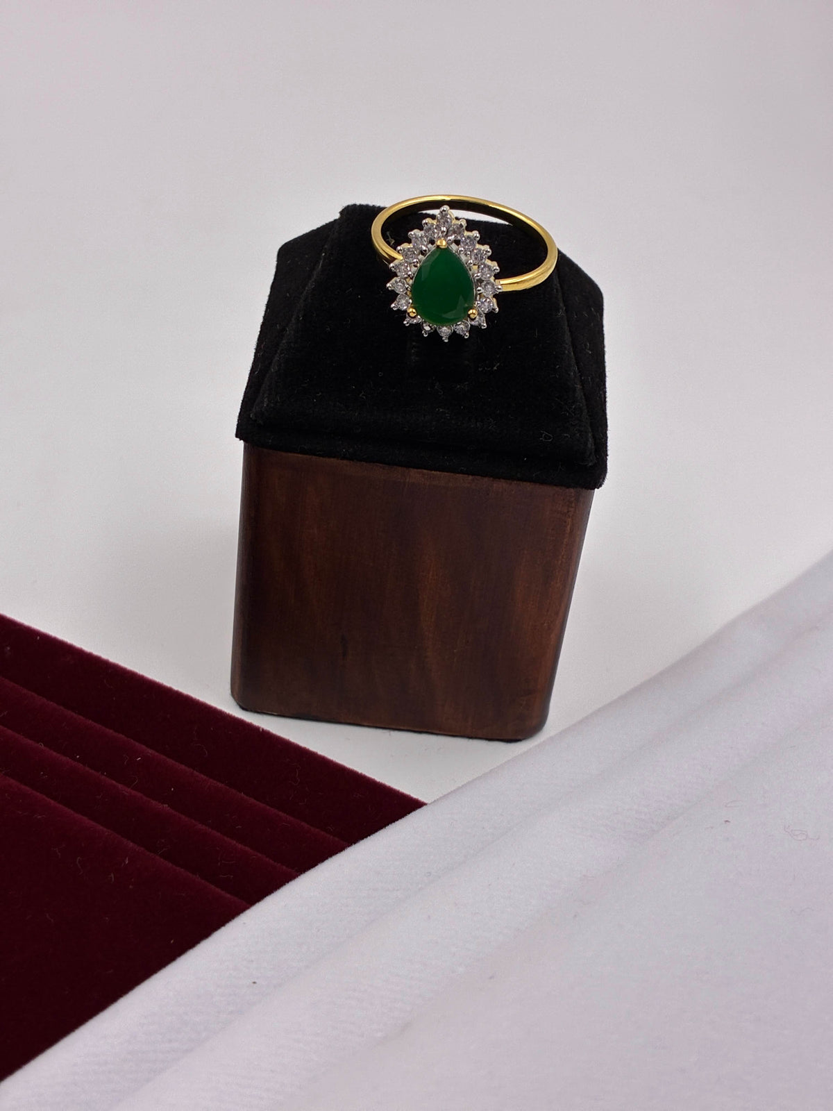 CZ Emerald Pear Shape Finger Ring