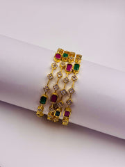 CZ Ruby-Green crafted Delicate Bangle