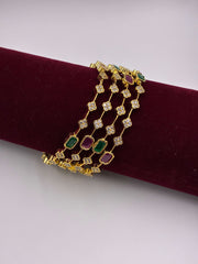 CZ Ruby-Green crafted Delicate Bangle