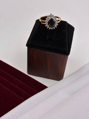 CZ Black Pear Shape Finger Ring