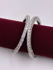 CZ Brilliant Silver tone single line Bangle
