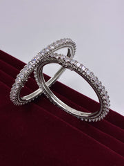 CZ Brilliant Silver tone single line Bangle