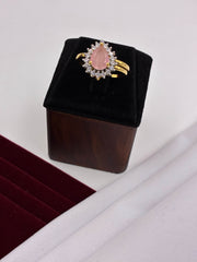 CZ Pink Pear Shape Finger Ring