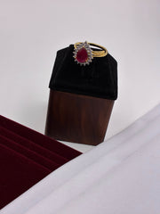 CZ Ruby Pear Shape Finger Ring