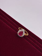 CZ Ruby Pear Shape Finger Ring