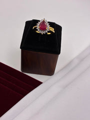 CZ Ruby Pear Shape Finger Ring