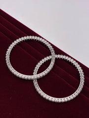 CZ Splendid Silver tone single line Bangle