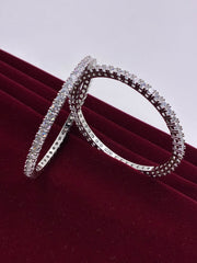 CZ Splendid Silver tone single line Bangle