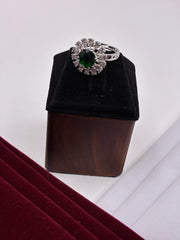 CZ Emerald Luxe Round Finger Ring