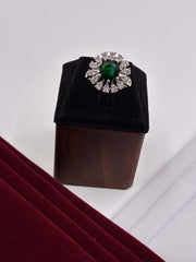 CZ Emerald Luxe Round Finger Ring