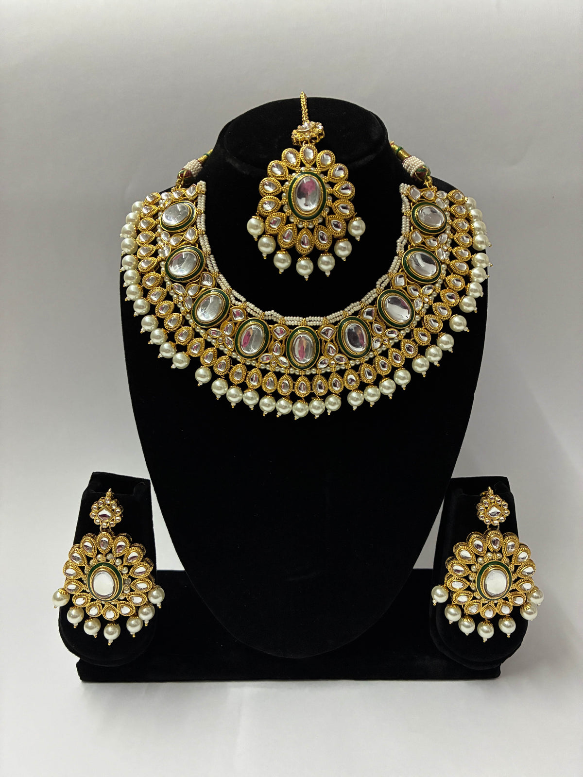 Indo Western Stone Pearl Drop Necklace Set