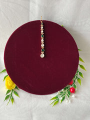 Kundan Emerald Green Drop Mang Tika