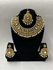 Indo Western Stone Pearl Drop Necklace Set