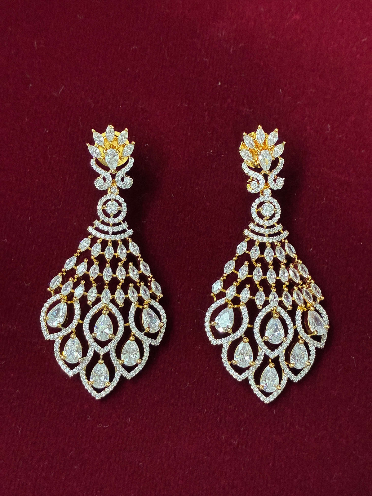 CZ Dual tone Designer Earring