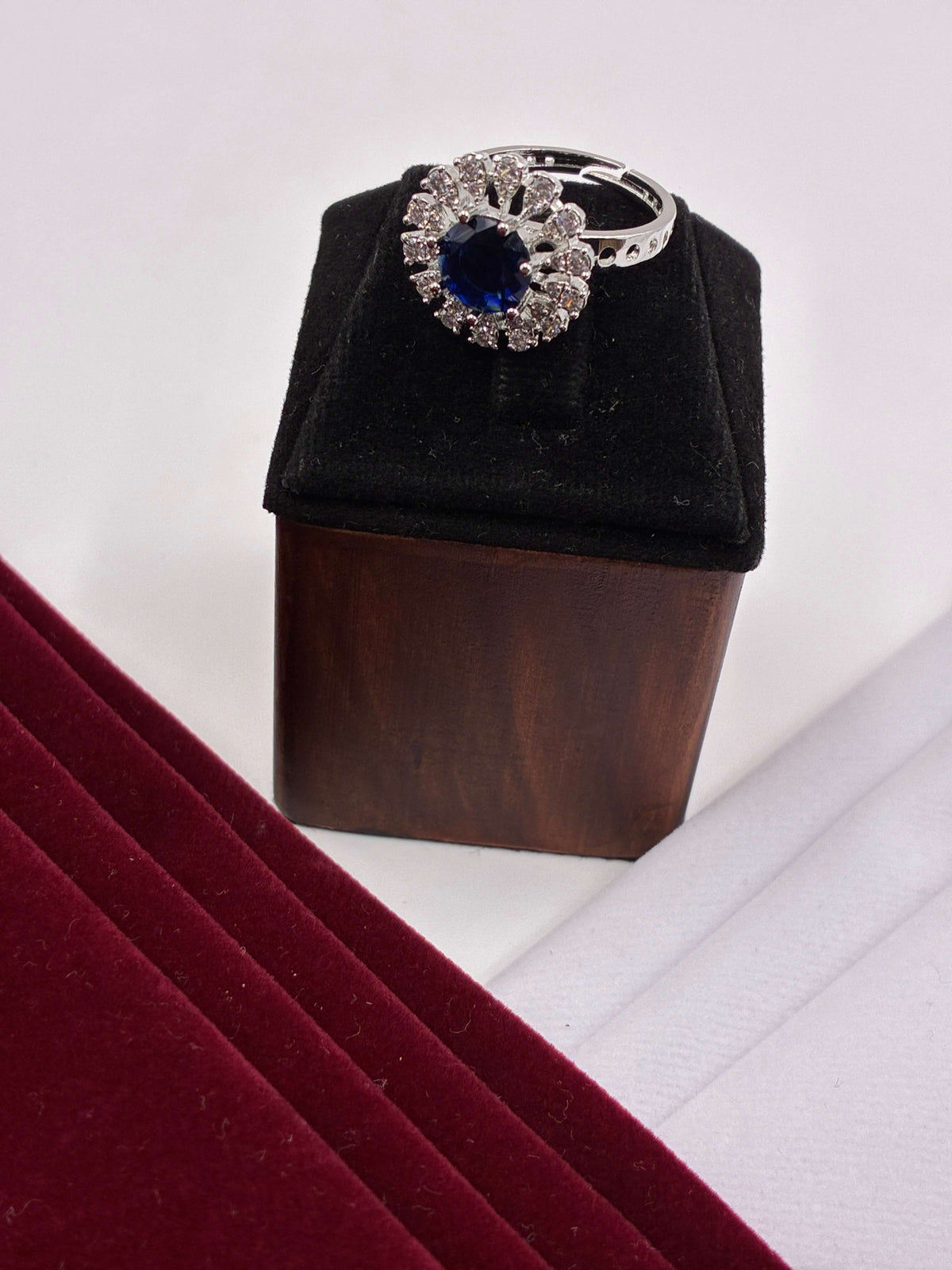 CZ Blue Luxe Round Finger Ring