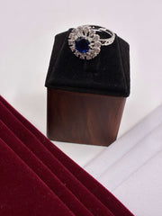 CZ Blue Luxe Round Finger Ring