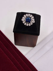 CZ Blue Luxe Round Finger Ring