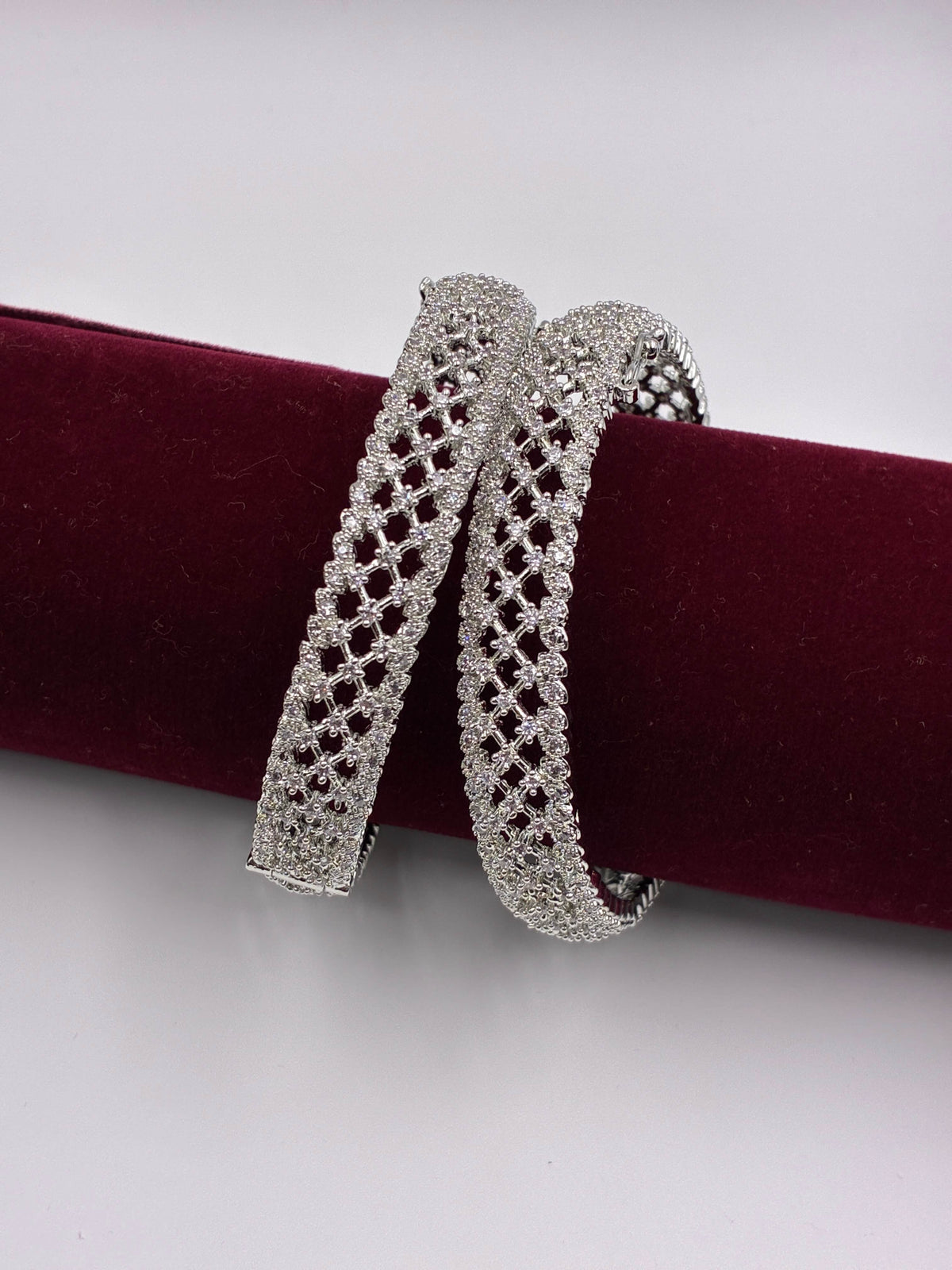CZ Silver Designer Openable Bangle