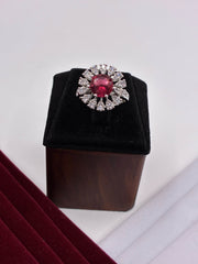 CZ Ruby Luxe Round Finger Ring