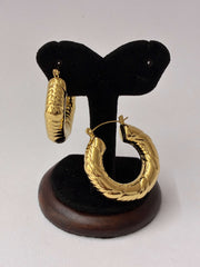 Western Anti-Tarnish Textured Hoop Earring