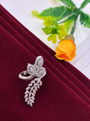 CZ Silver Sparkle Designer Finger Ring