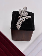 CZ Silver Sparkle Designer Finger Ring